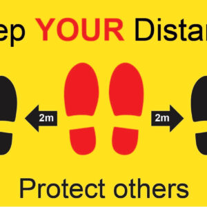 Yellow Factory Sign Keep Your Distance 500mm x 300mm